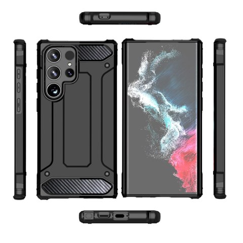 Pancerne hybrydowe etui na Xiaomi Redmi Note 14 Pro+ 5G Hybrid Armor - czarne HURTEL