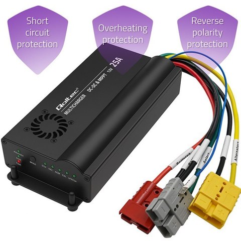 Automatyczna Ładowarka DC-DC 12V z regulatorem MPPT | 25A | LiFePO4 AGM GEL STD Qoltec