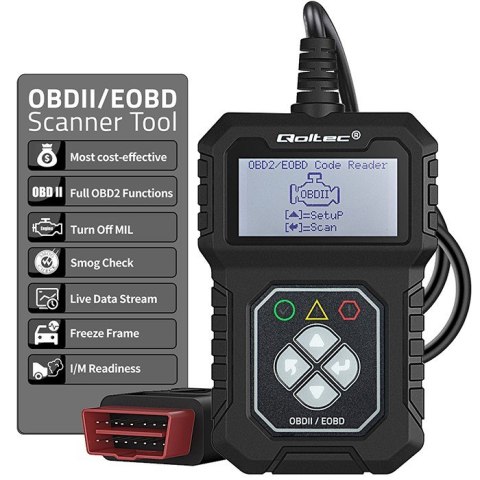 Cyfrowy Tester diagnostyczny ProLine | OBDII EOBD | 8V-25V | Dualsystem Qoltec