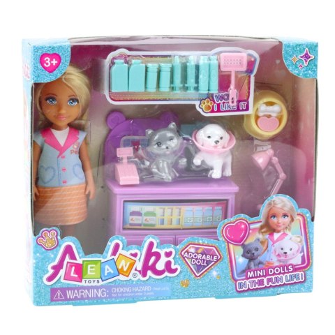 Zestaw Mini Laleczka Weterynarz Pies Kot Akcesoria Do Leczenia LEAN Toys