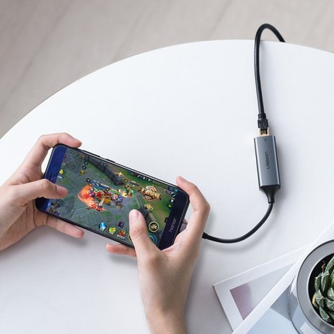 Zewnętrzna karta sieciowa LAN RJ45 - USB-C 1 Gigabit Ethernet - szary UGREEN