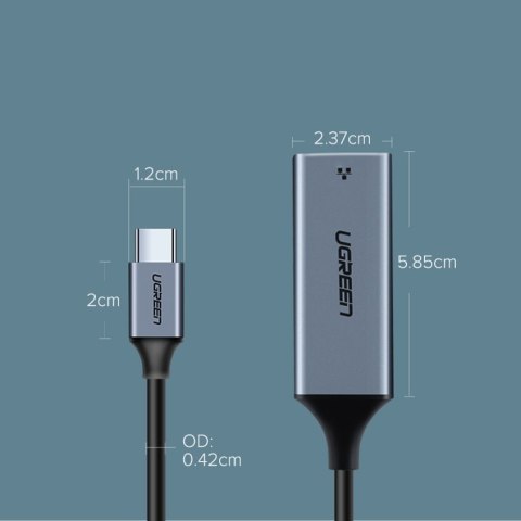 Zewnętrzna karta sieciowa LAN RJ45 - USB-C 1 Gigabit Ethernet - szary UGREEN