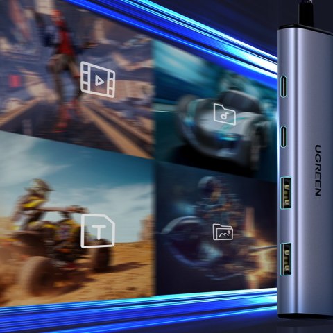 HUB adapter portów USB-C - 2x USB-A 2x USB-C 20cm szary UGREEN