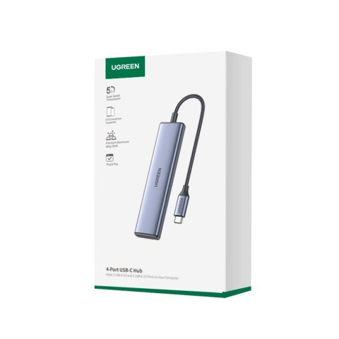 HUB adapter portów USB-C - 2x USB-A 2x USB-C 20cm szary UGREEN