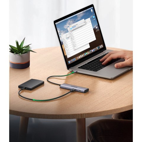 HUB adapter portów USB-C - 2x USB-A 2x USB-C 20cm szary UGREEN