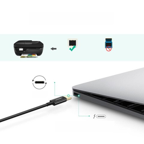 Kabel przewód do drukarki USB-C - USB-B 480Mb/s 2m czarny UGREEN