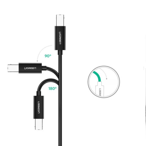 Kabel przewód do drukarki USB-C - USB-B 480Mb/s 2m czarny UGREEN