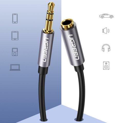 Przewód kabel przedłużacz do słuchawek AUX 3.5mm mini jack 1m srebrny UGREEN