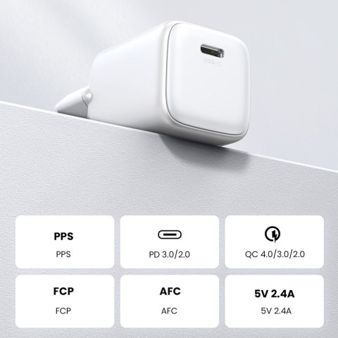 Szybka ładowarka sieciowa GaN 1x USB-C 30W PD Nexode Mini biała UGREEN