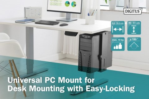 Uniwersalny uchwyt do montażu PC pod biurkiem z mechanizmem Easy-Locking Digitus