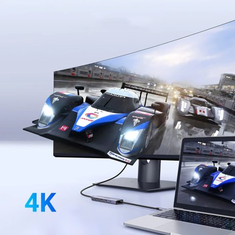 5w1 HUB adapter USB-C - USB-C PD / HDMI / 3x USB-A 3.0 - szary UGREEN