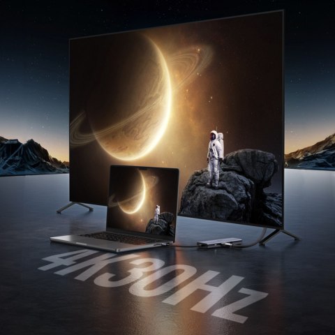 HUB Adapter USB-C - 3x USB-A 3.0 / HDMI / VGA / RJ45 / czytnik kart SD / TF / USB-C PD - szary UGREEN