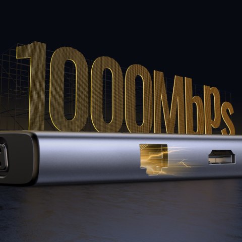 HUB Adapter USB-C - 3x USB-A 3.0 / HDMI / VGA / RJ45 / czytnik kart SD / TF / USB-C PD - szary UGREEN