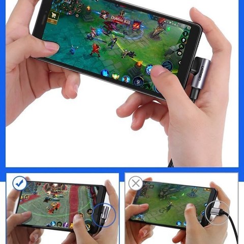 Kabel przewód kątowy USB-A - USB-C 3A 3m - szary UGREEN