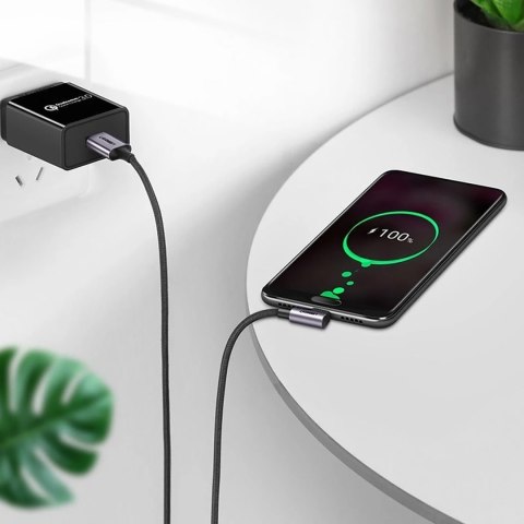 Kabel przewód kątowy USB-A - USB-C 3A 3m - szary UGREEN