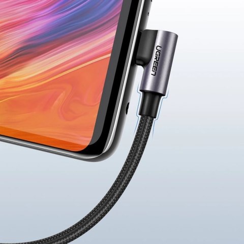 Kabel przewód kątowy USB-A - USB-C 3A 3m - szary UGREEN
