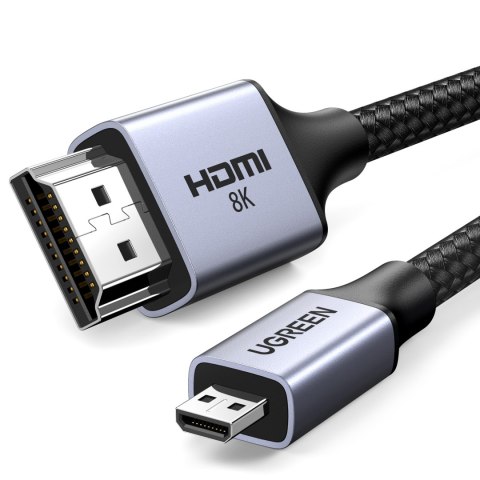 Kabel przewód przejściówka micro HDMI - HDMI 2.1 8K 2m szary UGREEN