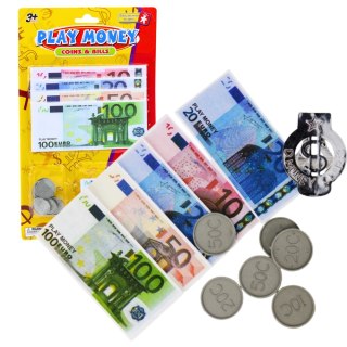 Zestaw Pieniądze Zabawkowe Euro Banknoty Monety Eurozawieszka LEAN