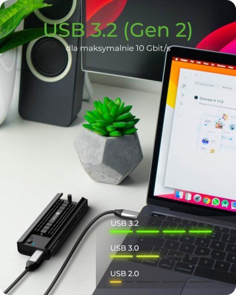Stacja dokująca IB-180MC-C31 M.2 NVMe&SATA Docking, USB 3.2 (Gen2) Type-C, Aluminium IcyBox