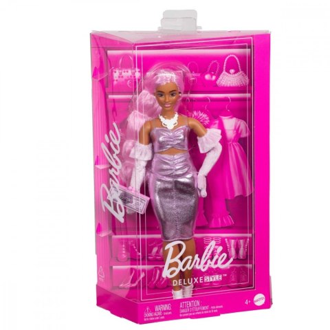 Lalka Barbie Deluxe Style 1 Metaliczna różowa sukienka Mattel