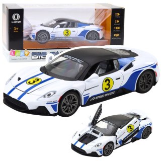 Samochód Metalowy Sportowy Światła Dźwięki Napęd Biały 1:22 LEAN Toys