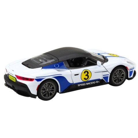 Samochód Metalowy Sportowy Światła Dźwięki Napęd Biały 1:22 LEAN Toys