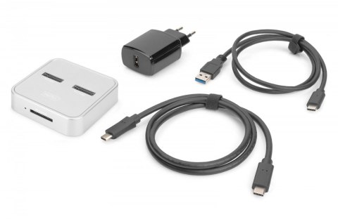 Stacja dokująca do dysków SSD M.2 NVMe + M.2 SATA z czytnikiem kart SD-Express, USB-C, Srebrna Digitus