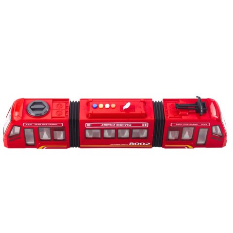 Metro Miejskie Tramwaj Otwierane Drzwi Światła Dźwięki Czerwone 1:16 LEAN Toys