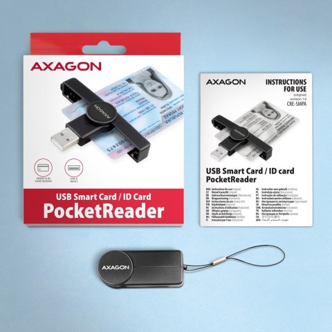 CRE-SMPA Czytnik kart identyfikacyjnych PocketReader USB-A AXAGON