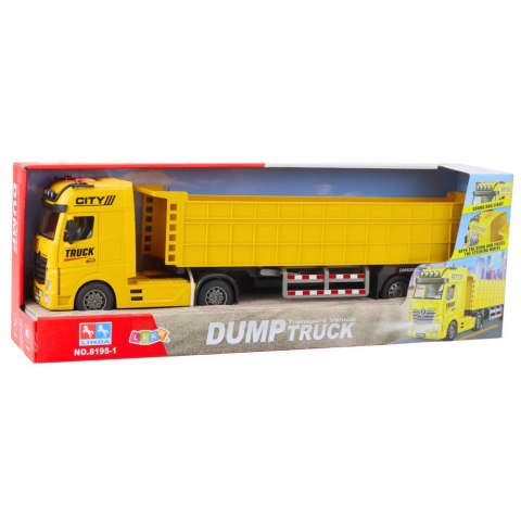 Ciężarówka Transportowa Podnoszona Naczepa Światła Dźwięki Żółta LEAN Toys