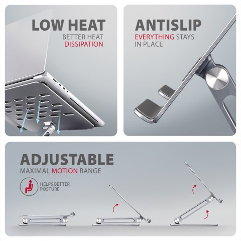 STND-LQ Podstawa do laptopów aluminiowa 10-16" cali, regulowane kąty nachylenia AXAGON