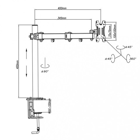 Uchwyt biurkowy do 1 moniotora LED/LCD 13-32 cale 8kg L-01XS ART