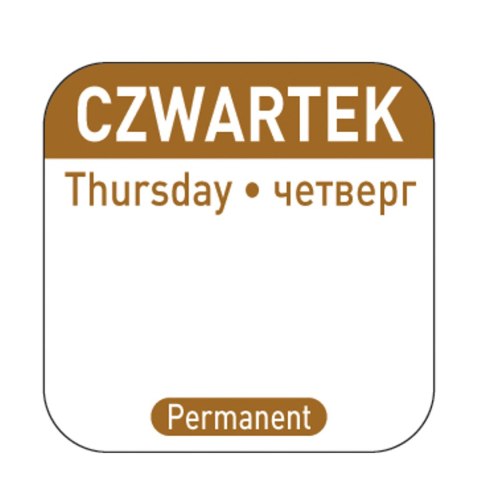 Naklejki food safety na pojemniki wielokrotnego użytku Czwartek PL RU EN 1000 szt. Hendi 850107 Hendi