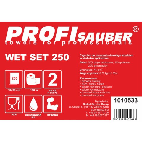Ściereczki w wiaderku z dozownikiem do nasączania ProfiSauber WET SET 250 PROFI SAUBER