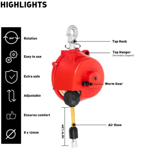 Balanser linkowy odciążnik z wężem pneumatycznym 1,5 - 2,5 kg 1,3 m Steinberg Systems