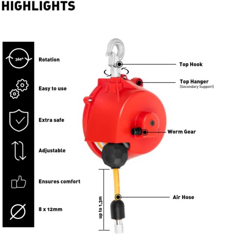 Balanser linkowy odciążnik z wężem pneumatycznym 2,5 - 3,5 kg 1,3 m Steinberg Systems