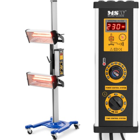 Promiennik podczerwieni warsztatowy lakierniczy do suszenia karoserii na statywie 2 x 1000 W MSW