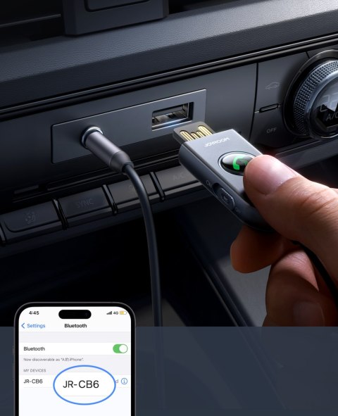 Samochodowy bezprzewodowy odbiornik nadajnik Audio USB AUX JR-CB6 szary JOYROOM
