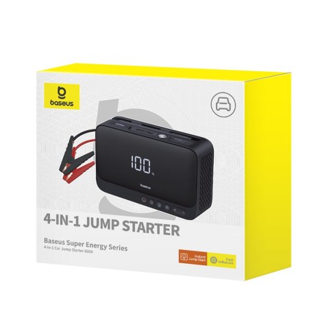 4w1 Jump starter 600A z latarką powerbankiem 6000mAh kompresorem Super Energy - czarny BASEUS