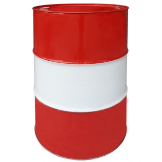 Beczka stalowa metalowa TH 216.5L z rowkami korki 3/4 i 2 w wieku - CZERWONO-BIAŁA MIX Beczkopol