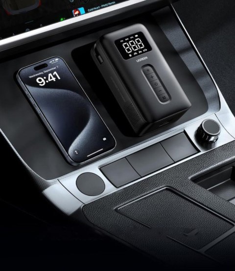 Kompresor powietrza 150PSI 10bar z akumulatorem i latarką LED czarny UGREEN