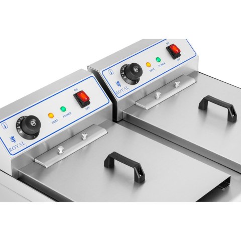 Frytownica podwójna dwukomorowa z kranami 400V - 2x10L Royal Catering