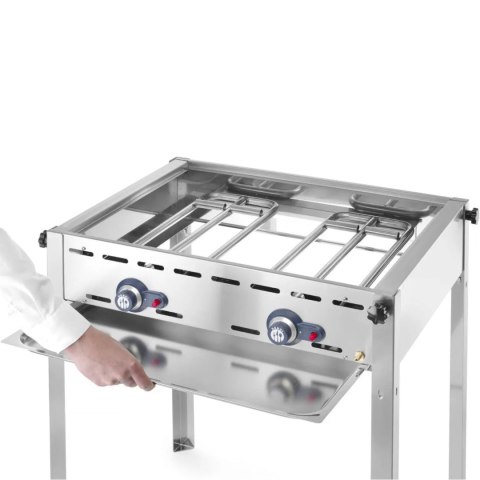 Grill gazowy "Green Fire" 2 palniki 11,6kW z osłoną i półką - Hendi 149508 Hendi
