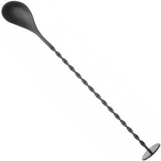 Łyżka barmańska do drinków koktajli długa z muddlerem 280 x 35 mm - czarna Bar Up