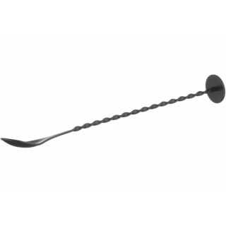Łyżka barmańska do drinków koktajli długa z muddlerem 280 x 35 mm - czarna Bar Up
