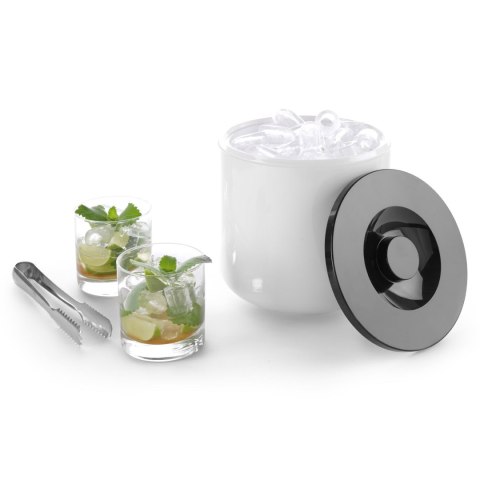 Pojemnik do lodu na lód biały z czarną pokrywką 5L Bar Up