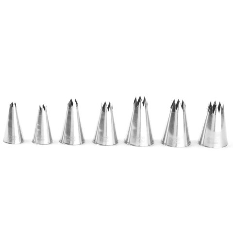 Końcówki tylki gwiazdka do rękawów worków cukierniczych stalowe karbowane - zestaw 7 szt. - HENDI 551714 Hendi