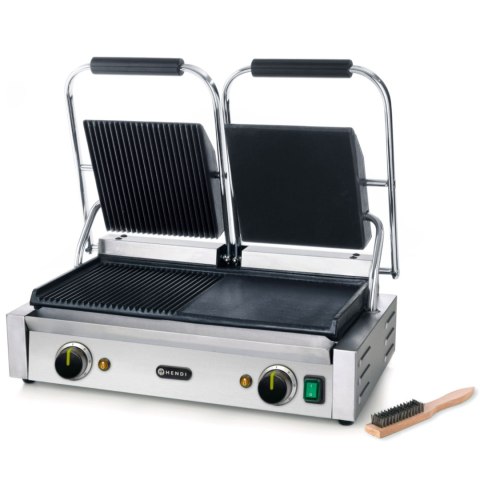 Kontakt grill kontaktowy podwójny ryflowany gładki 3600W - Hendi 263907 Hendi