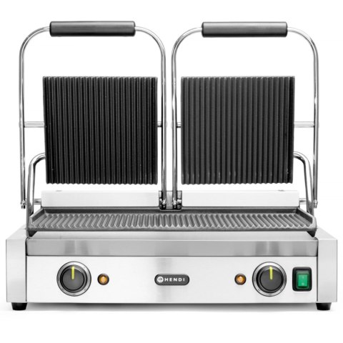 Kontakt grill kontaktowy ryflowany podwójny 3600W - Hendi 263709 Hendi