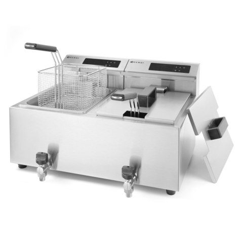 Frytownica frytkownica z panelem cyfrowym Mastercook z kranem 2x8L 2x3500W Hendi